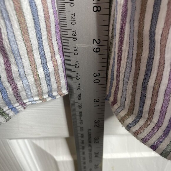 Madewell Button Front Short Sleeve Tiered Mini Shirt Dress Womens XXS Striped - Picture 8 of 8